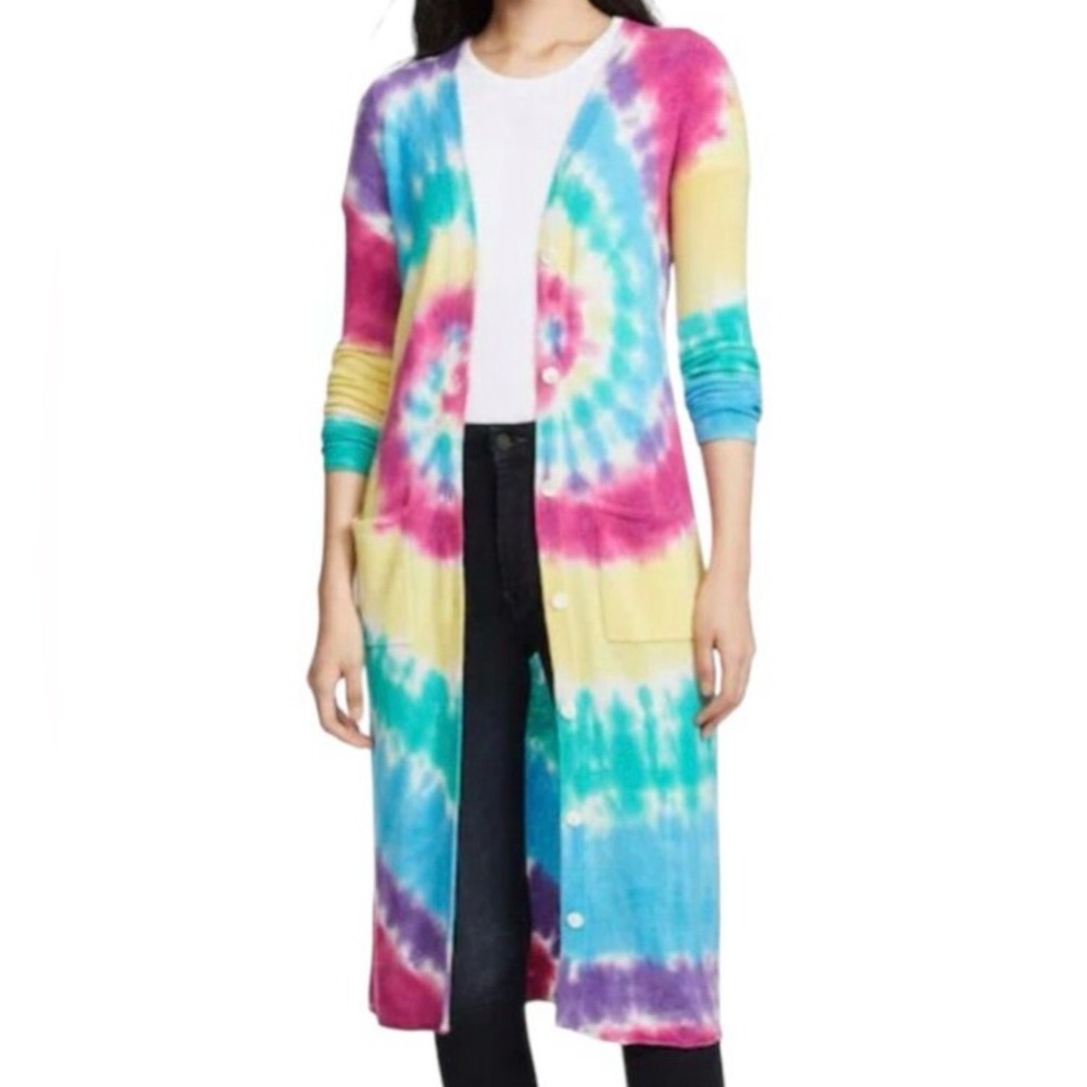 Autumn Cashmere 100% Cashmere Tie-Dye Cardigan in Multicolor